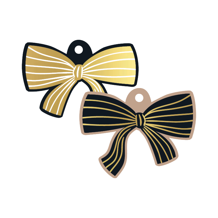 Cadeaulabel | Strik Zwart/Goud - 2 stuks