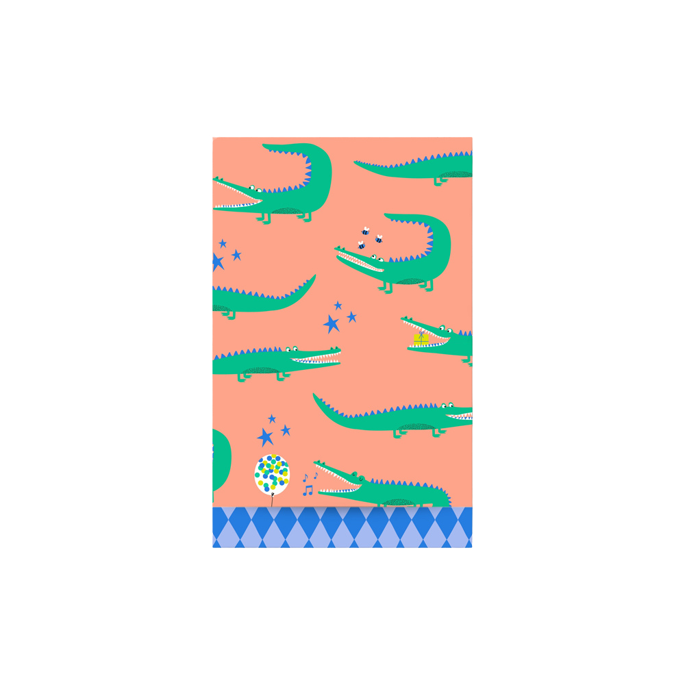 Cadeauzakje M | Crocodile Salmon - Harlequin Blue
