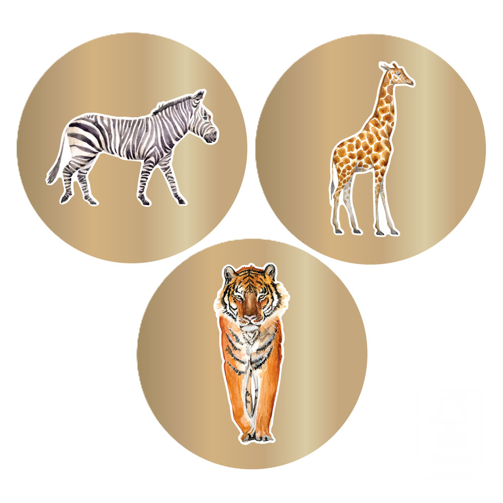 Cadeaustickers | Jungle dieren goud 6 stuks