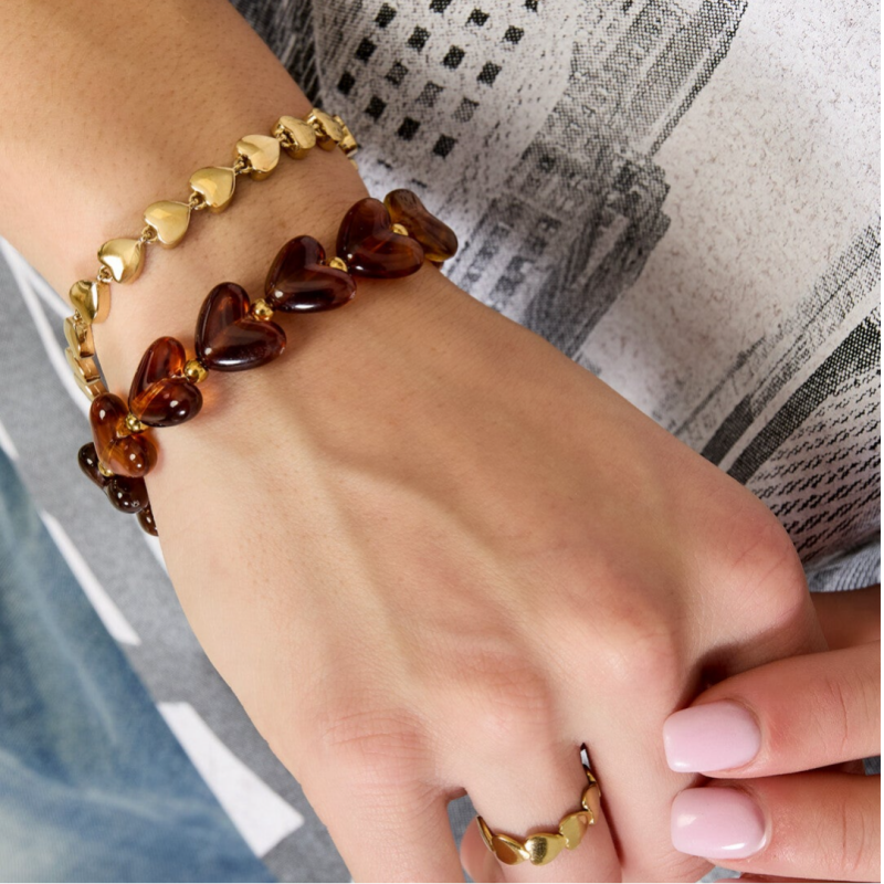 Cadeau Armband Hartjes — Roze