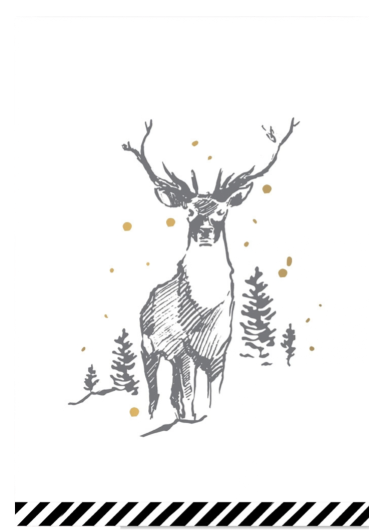 Minikaart | Hert in het Bos (met goudfolie)