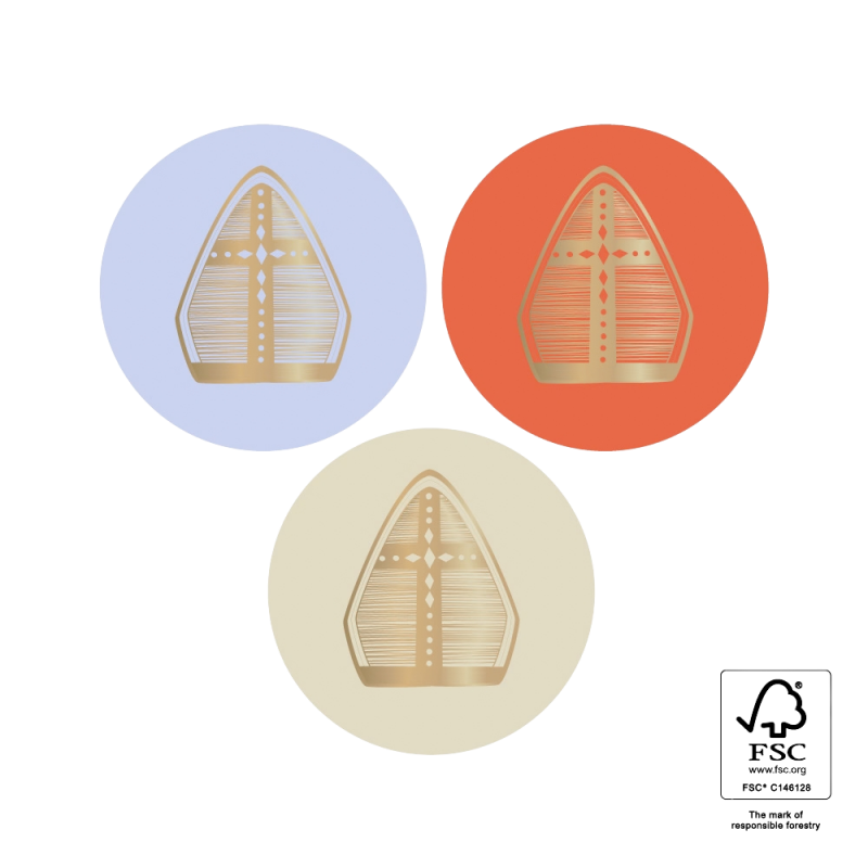 Cadeaustickers | Sint Mijter Goud 6 stuks
