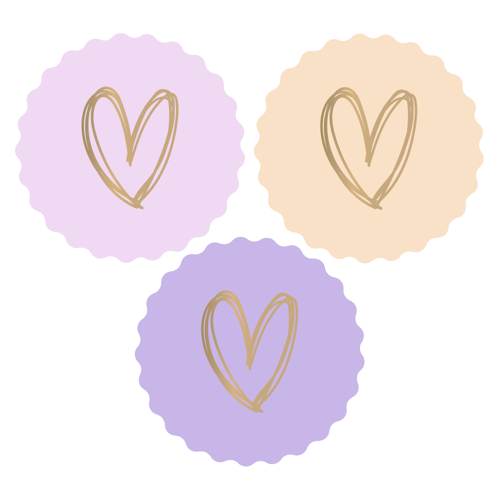 Cadeaustickers | Hart pastel 6 stuks