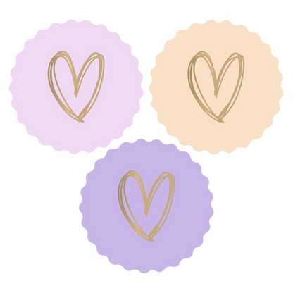 Cadeaustickers | Hart pastel 6 stuks