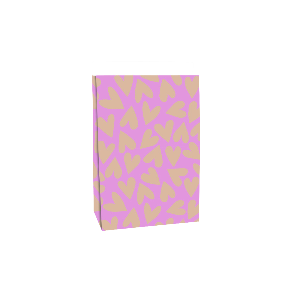 Blokbodemzak L | Big Hearts Pink - Nude