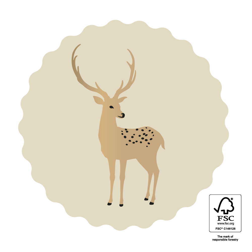 Cadeaustickers | Reindeer Gold — Biscuit 6 stuks
