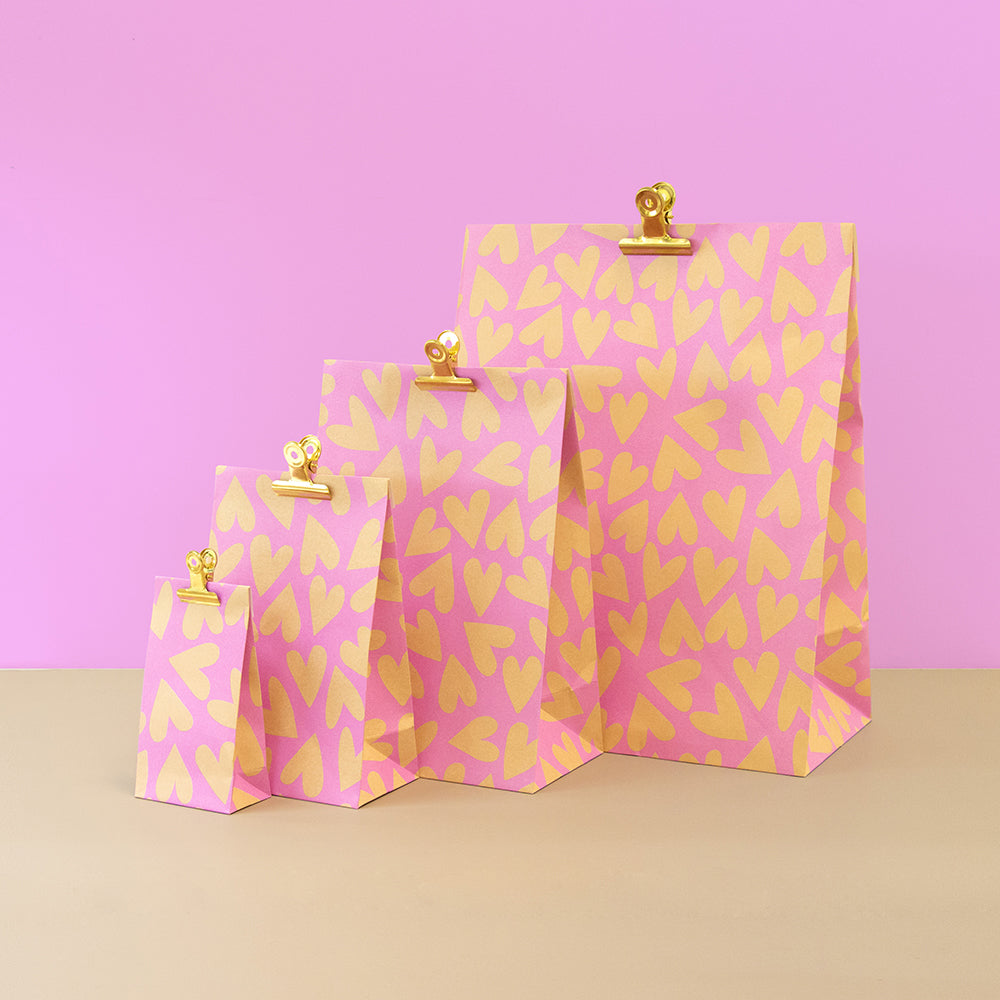Blokbodemzak L | Big Hearts Pink - Nude