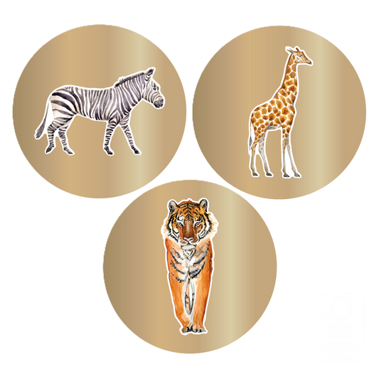 Cadeaustickers | Jungle dieren goud 6 stuks