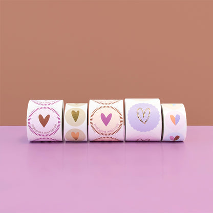 Cadeaustickers | Hart pastel 6 stuks