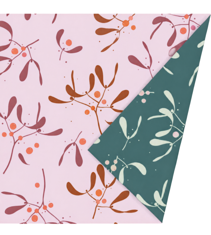 Cadeaupapier | Kerst Mistletoe Memories Roze