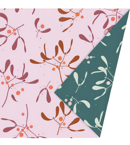 Cadeaupapier | Kerst Mistletoe Memories Roze