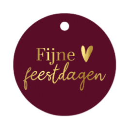 Cadeaulabel | Fijne Feestdagen Burgundy - 2 stuks