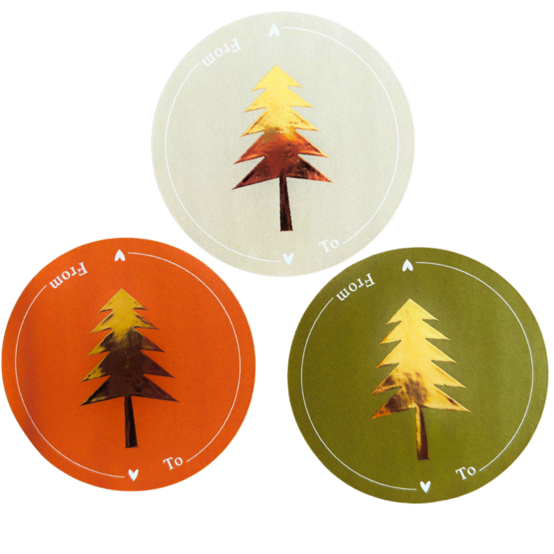 Cadeaustickers | Kerstboom Gold Text 6 stuks