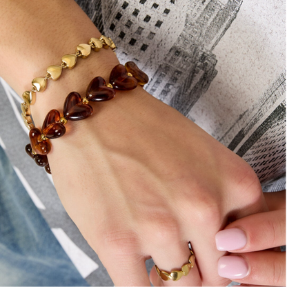 Cadeau Armband Hartjes — Roze