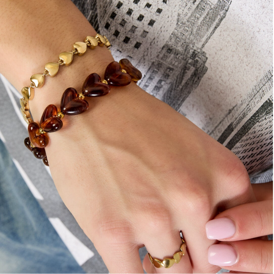 Cadeau Armband Hartjes — Roze