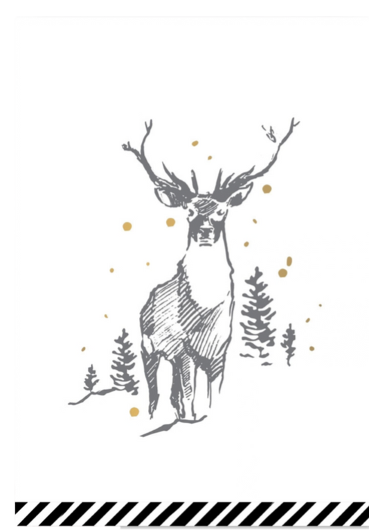 Minikaart | Hert in het Bos (met goudfolie)