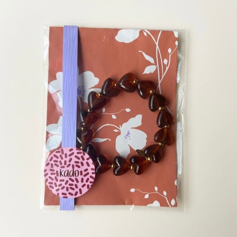 Cadeau Armband Hartjes — Cognac