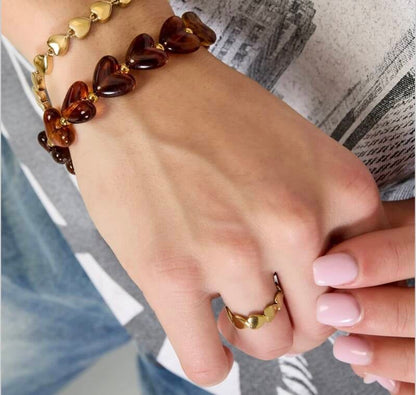 Cadeau Armband Hartjes — Cognac