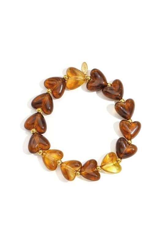 Cadeau Armband Hartjes — Cognac