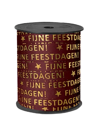 Cadeaulint | Fijne Feestdagen Burgundy/Goud - 3 meter