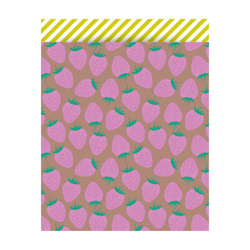 Cadeauzakje XL | Strawberry Pink/Taupe - Stripe Yellow