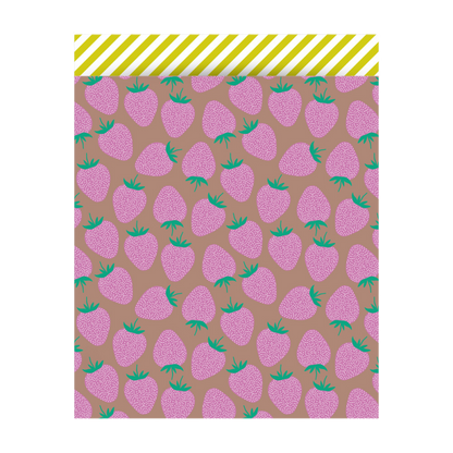 Cadeauzakje XL | Strawberry Pink/Taupe - Stripe Yellow