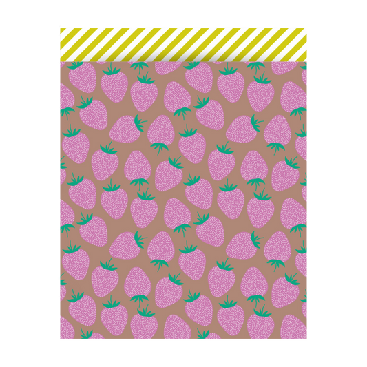 Cadeauzakje XL | Strawberry Pink/Taupe - Stripe Yellow