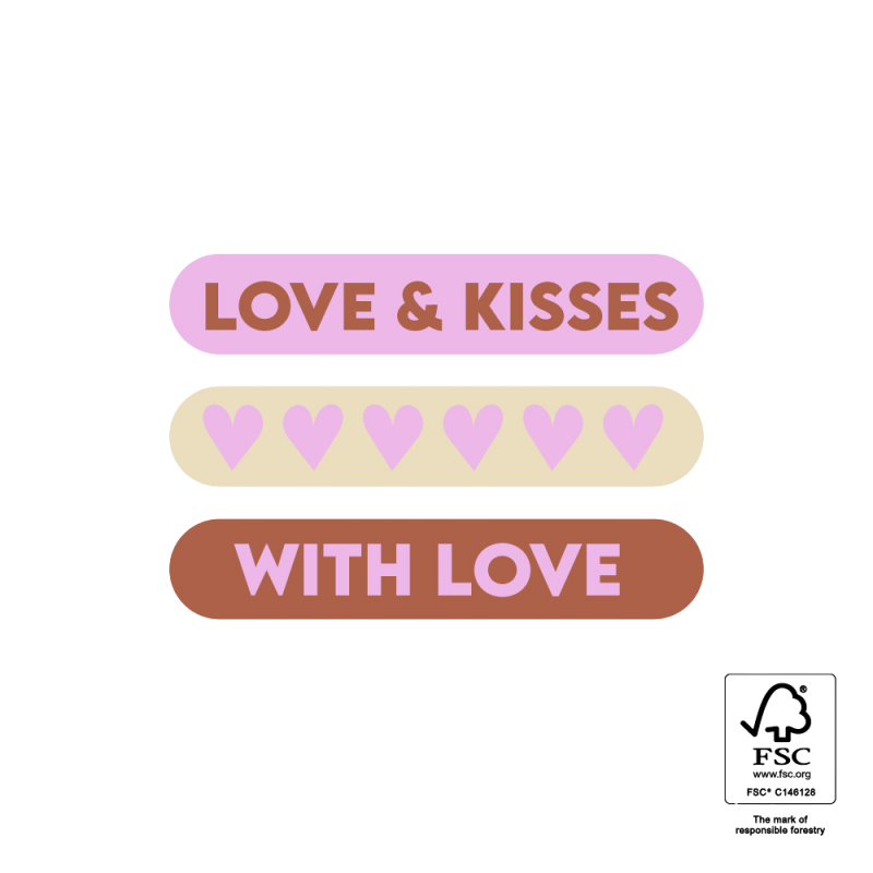 Cadeaustickers | Love & Kisses - With Love 9 stuks