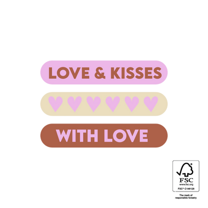 Cadeaustickers | Love & Kisses - With Love 9 stuks
