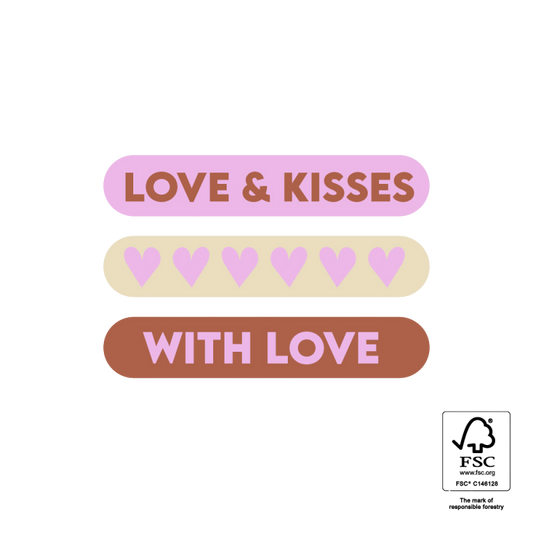 Cadeaustickers | Love & Kisses - With Love 9 stuks