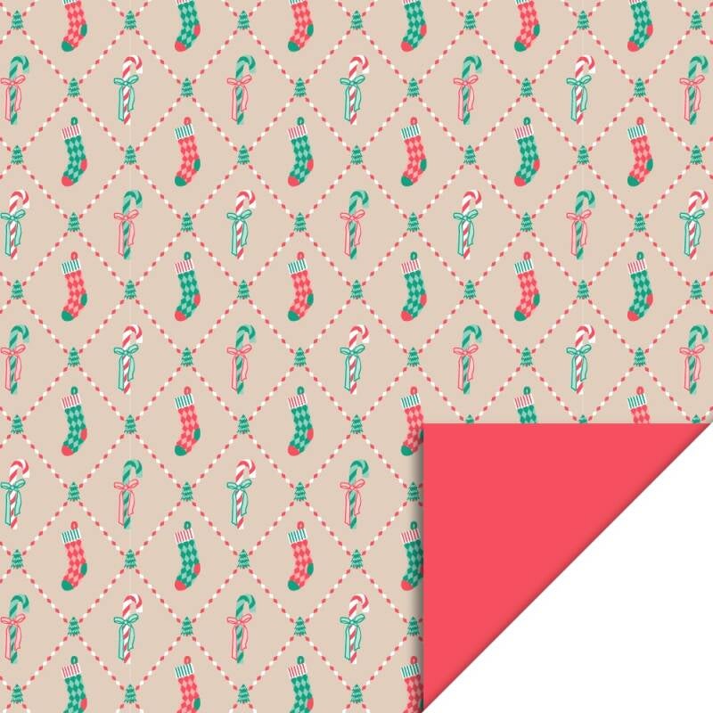 Cadeaupapier | Kerst - Patchwork Candy - Red