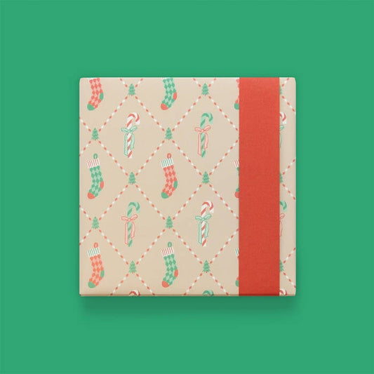 Cadeaupapier | Kerst - Patchwork Candy - Red