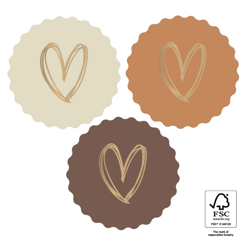 Cadeaustickers | Heart Gold — Natural 6 stuks