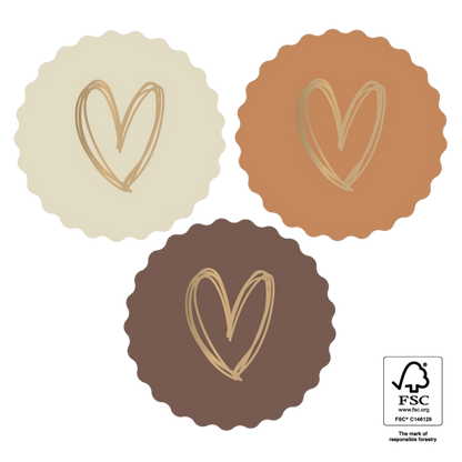 Cadeaustickers | Heart Gold — Natural 6 stuks