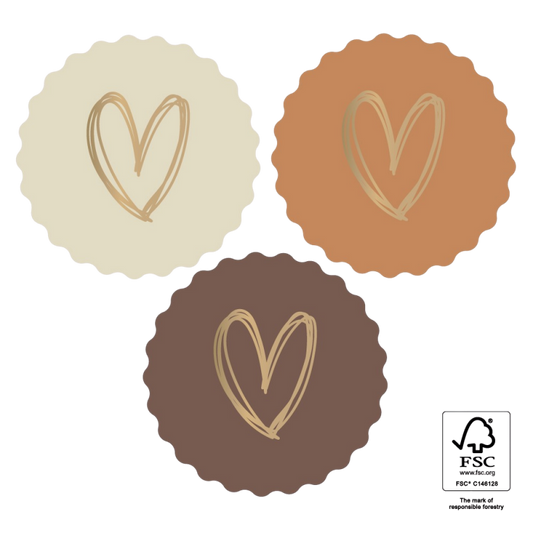Cadeaustickers | Heart Gold — Natural 6 stuks