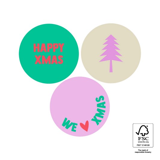Cadeaustickers | Happy Xmas Bright 6 stuks